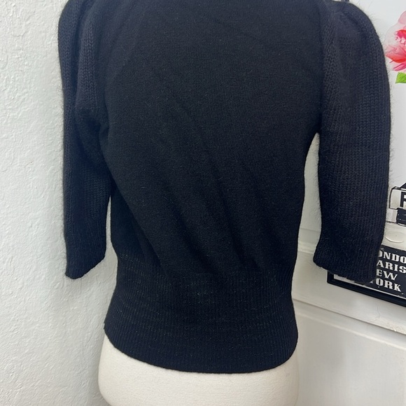 Vintage DVF Emmy Black Wool Short Angora Sleeve Cardigan Size P/XS - Picture 5 of 9